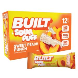 Built Sour Puff Sweet Peach Punch Protein Bar 1.41oz 12ct